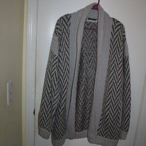 Vintage Bramble Lane Women Knit Cardigan Chevron Sweater Chunky